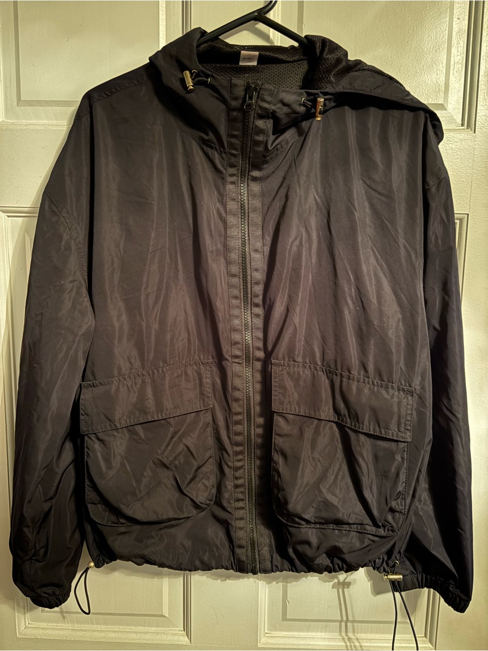 Old Navy Black Hooded Windbreaker Jacket for Women